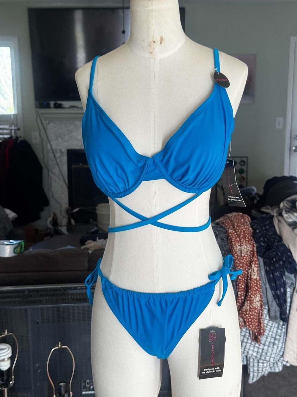 No Boundaries Underwire Wrap Bikini 2-Piece Swimsuit Set top XL 15-17, bottom L